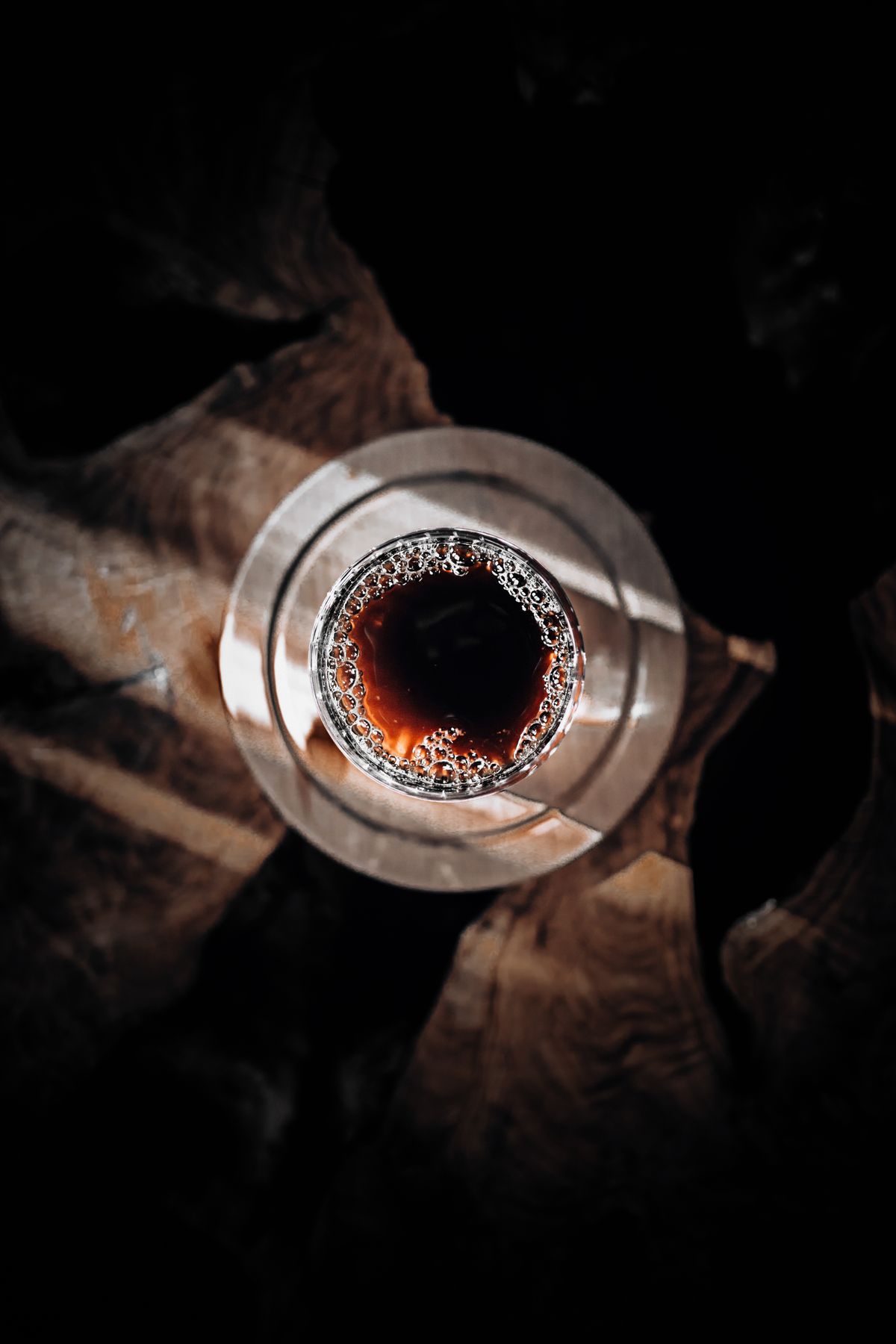 A shot of espresso viewed from above
